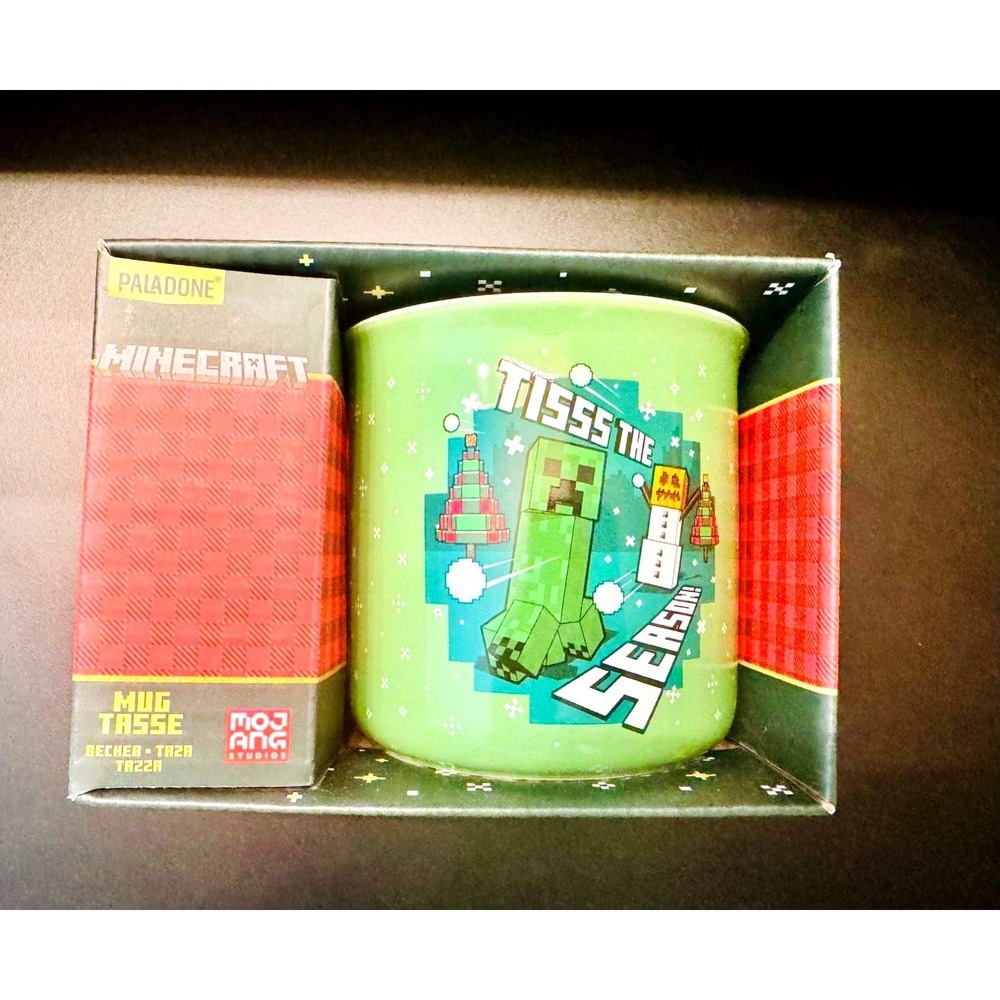 Minecraft Holiday Mug Paladone Tisss The Season Creeper Green Ceramic Cup New